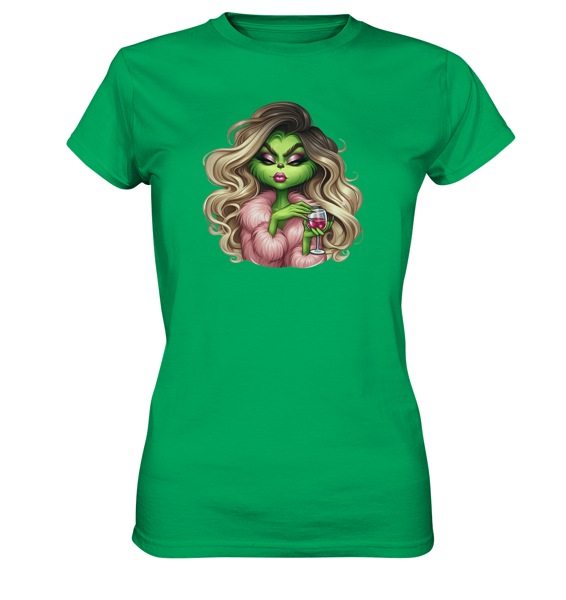 Grinch Mädchen mit Weinglas - Ladies Premium Shirt