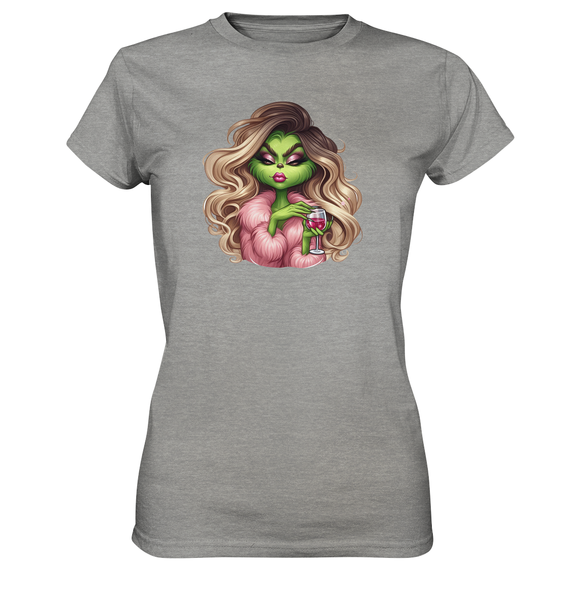 Grinch Mädchen mit Weinglas - Ladies Premium Shirt