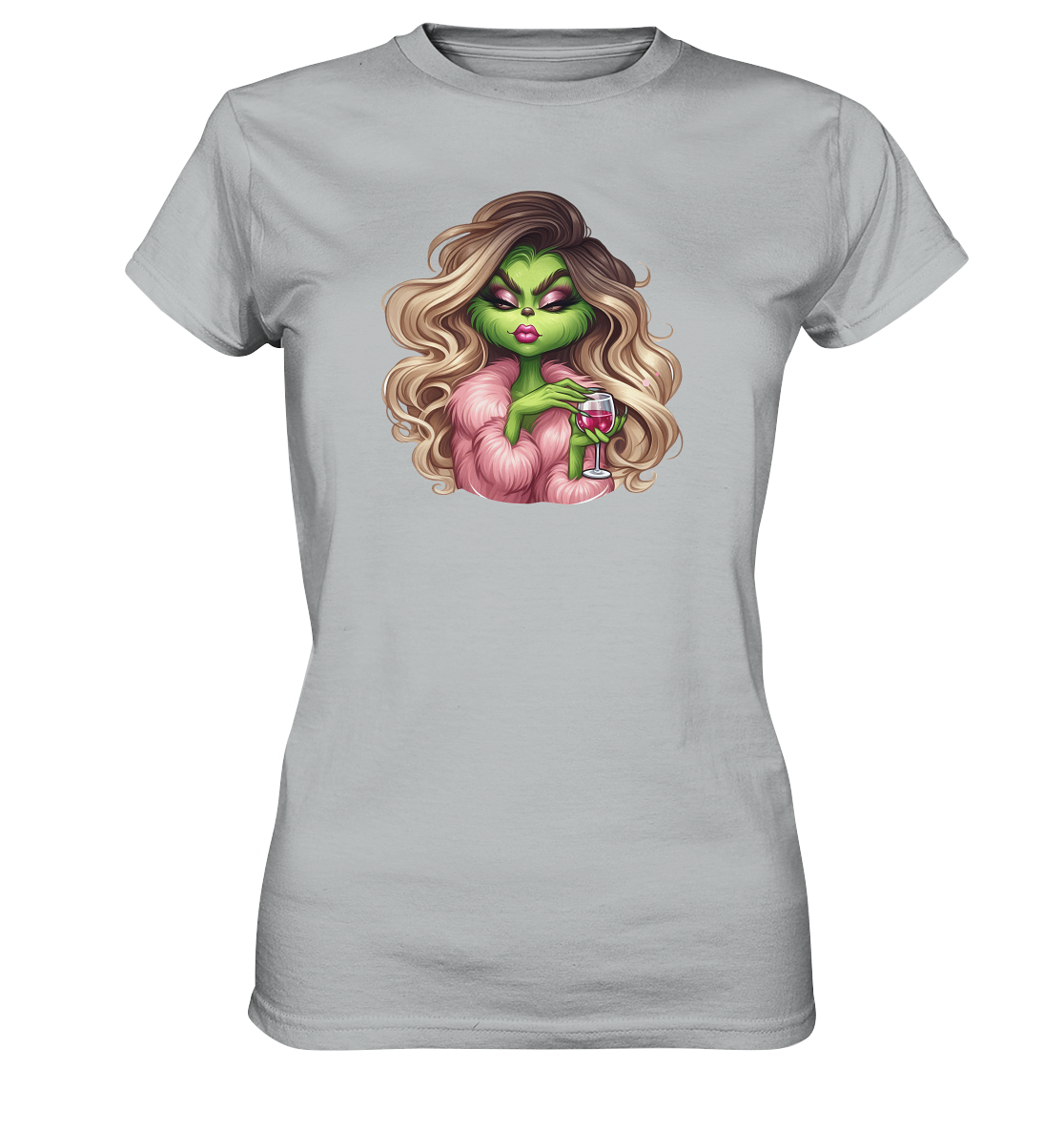 Grinch Mädchen mit Weinglas - Ladies Premium Shirt