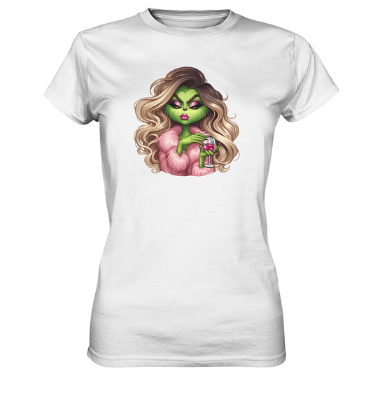Grinch Mädchen mit Weinglas - Ladies Premium Shirt