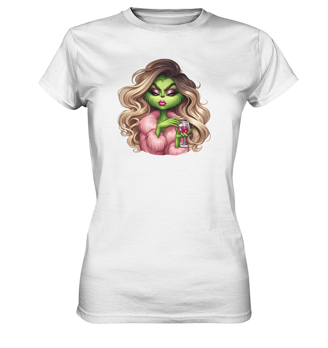 Grinch Mädchen mit Weinglas - Ladies Premium Shirt