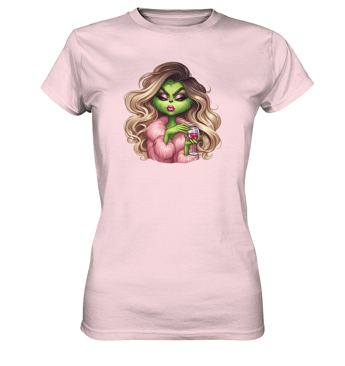 Grinch Mädchen mit Weinglas - Ladies Premium Shirt