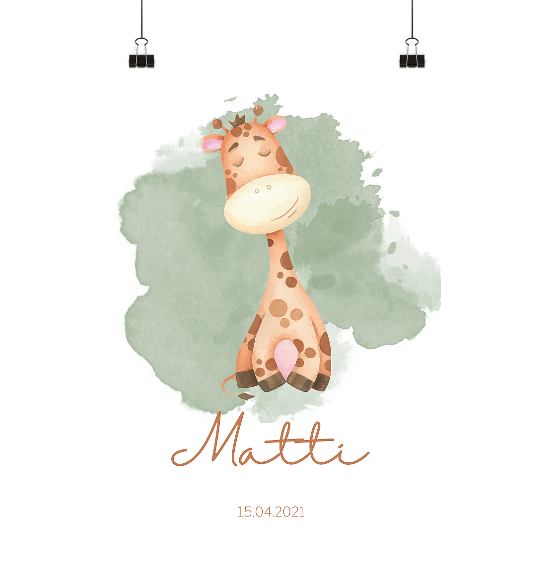 Geburtsposter mit Giraffe-Motiv - Poster Din A2 (hoch)