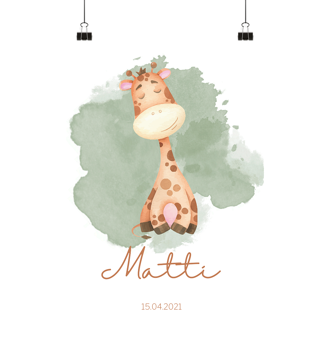 Geburtsposter mit Giraffe-Motiv - Poster Din A3 (hoch)