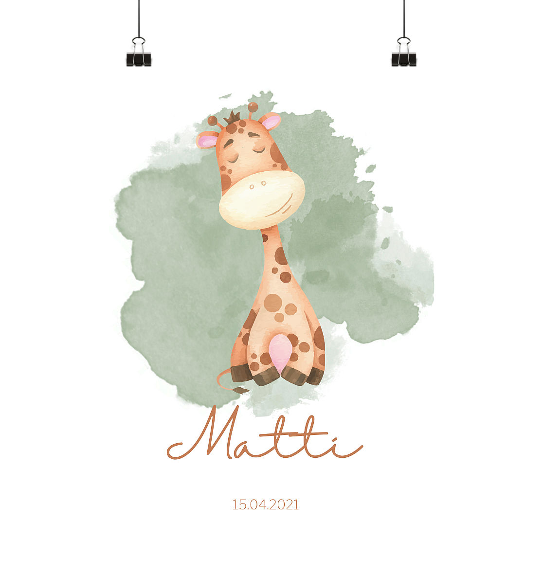 Geburtsposter mit Giraffe-Motiv - Poster Din A4 (hoch)