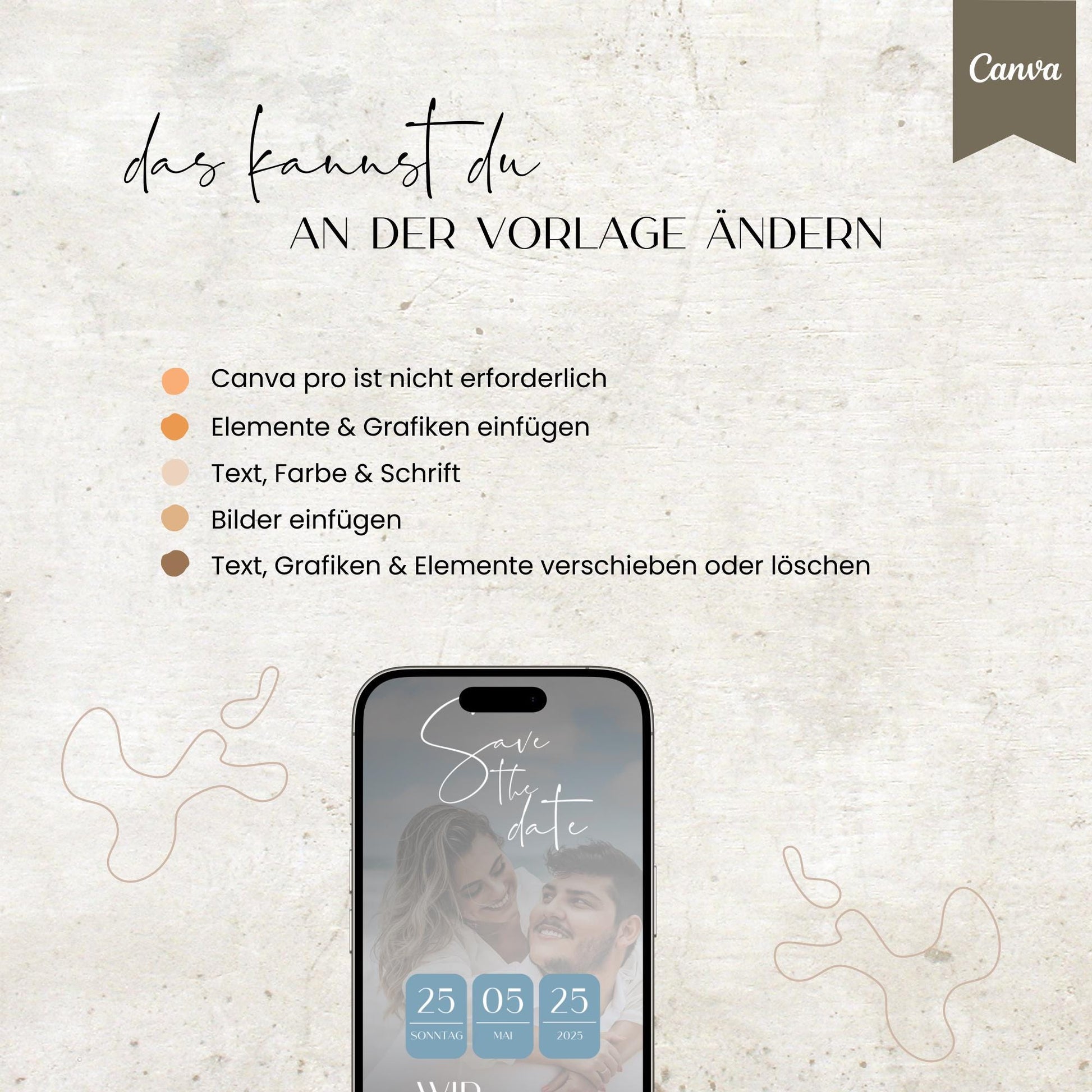 Digitale Save the Date Karte | Vorlage Einladung | Foto | digitale Einladung | Einladung | Card | Hochzeit | Canva Vorlage