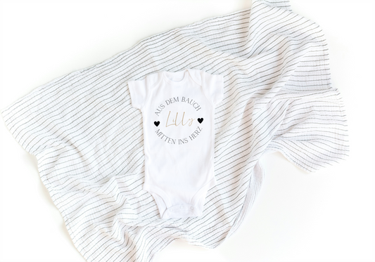Baby bodysuit/newborn/from the stomach to the heart/announce pregnancy/bodysuit/personalized/birth/gift