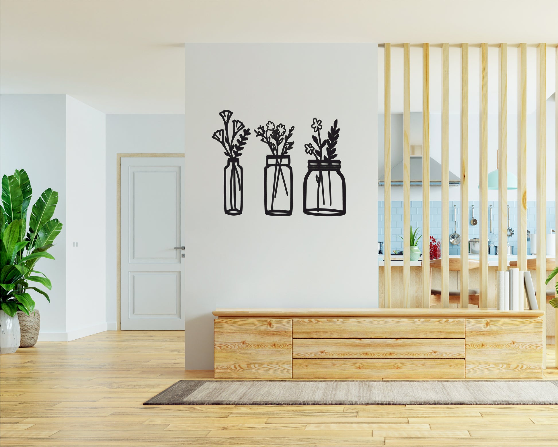 Blumenvase aus Holz/ Wanddeko/3D/Lineart/Blumen/3D Wanddeko/Holzvasen –  DNellyDesign
