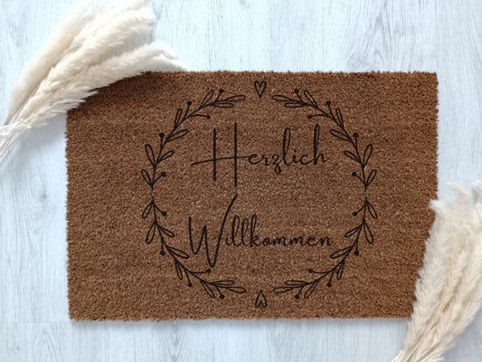 Personalized doormat Welcome made of coconut