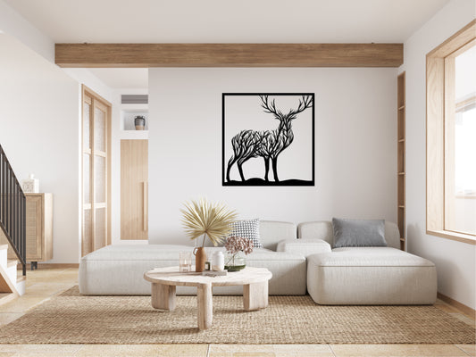 Wooden wall picture deer/wall decoration/bedroom decoration/mural/deer/stag picture