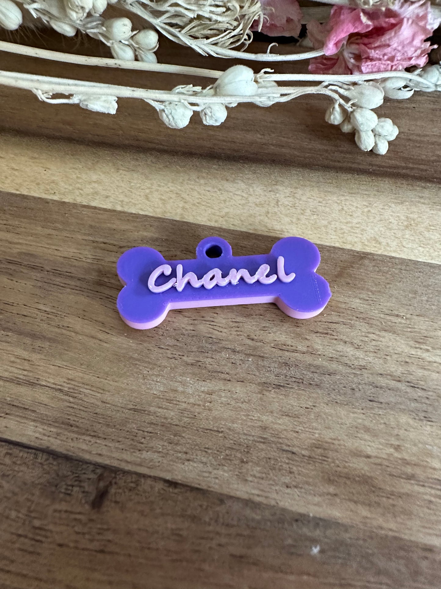 3D Halsbandanhänger mit Name in Knochenform/personalisierte Halsbandanhänger/Geschenk/Namensdruck/Schlüsselanhänger mit Namen