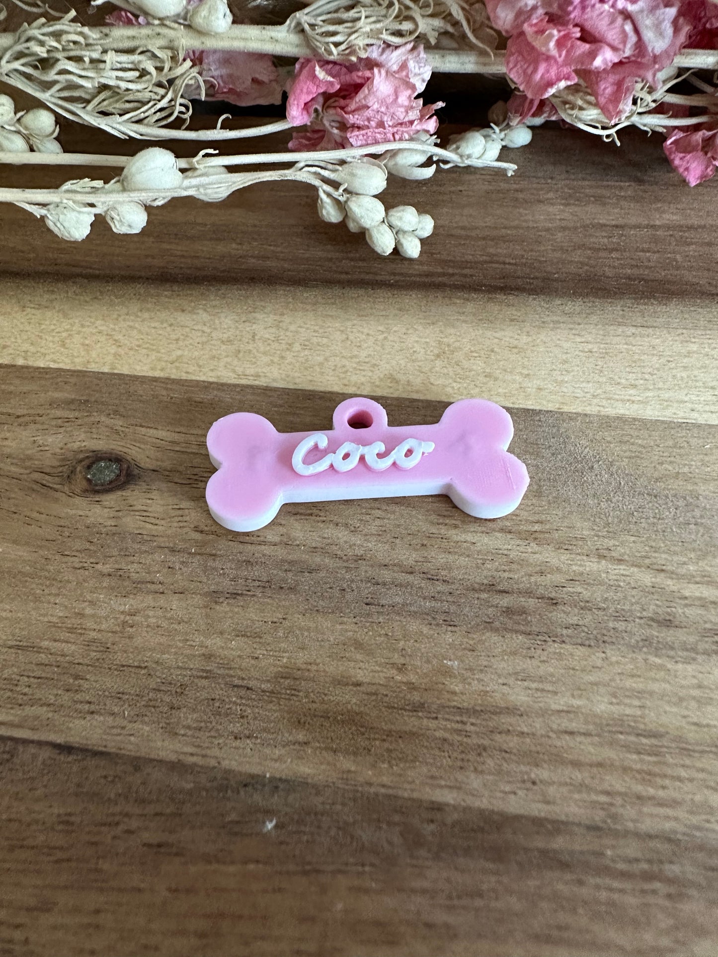 Pendentif de collier 3D avec nom en forme d'os/pendentif de collier personnalisé/cadeau/impression de nom/porte-clés avec nom