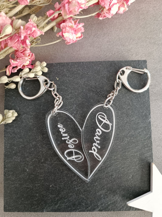 Keychain heart made of acrylic/personalized with your name/keychain/partner keychain