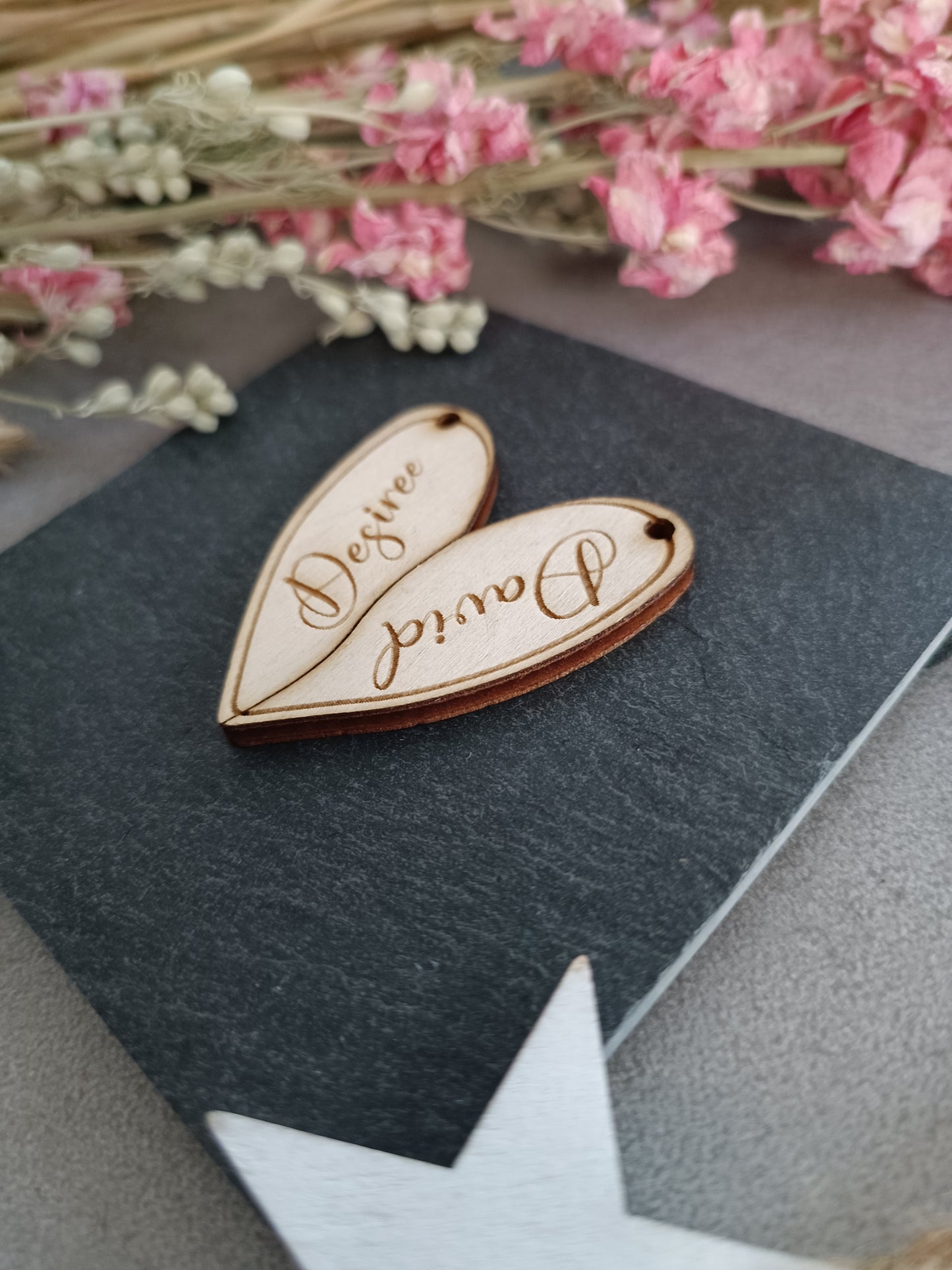 Keychain heart made of poplar plywood/personalized with your name/keychain/partner keychain
