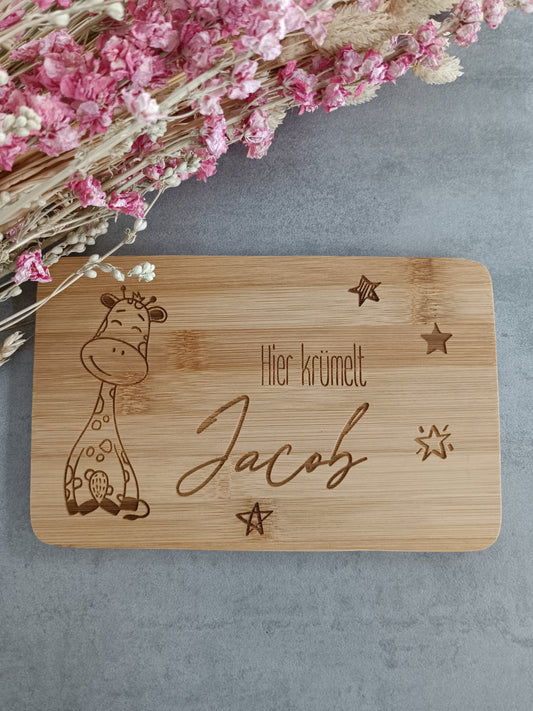 Breakfast board personalized name/cutting board/breakfast board/birthday gift/wooden board with engraving/baptism gift/bamboo/children