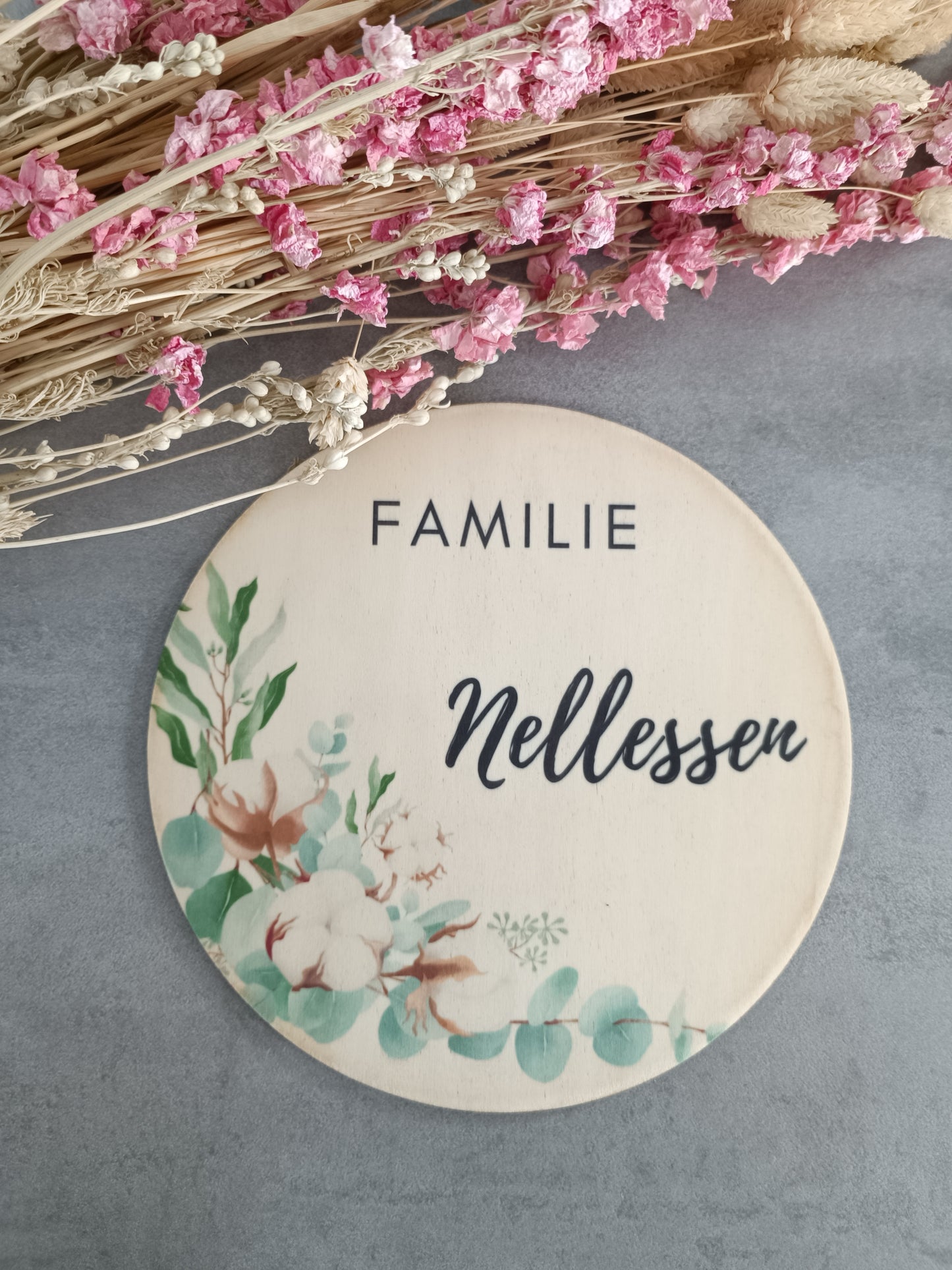 Sign in eucalyptus design with name/personalized door sign/personalized sign/sign with name