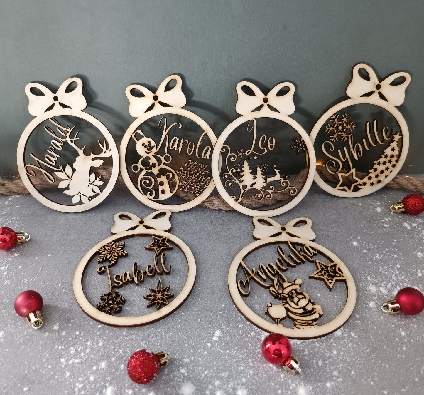 Weihnachtsbaumkugeln aus Holz/personalisiert/Christbaumkugeln/Weihnachtskugeln personalisiert