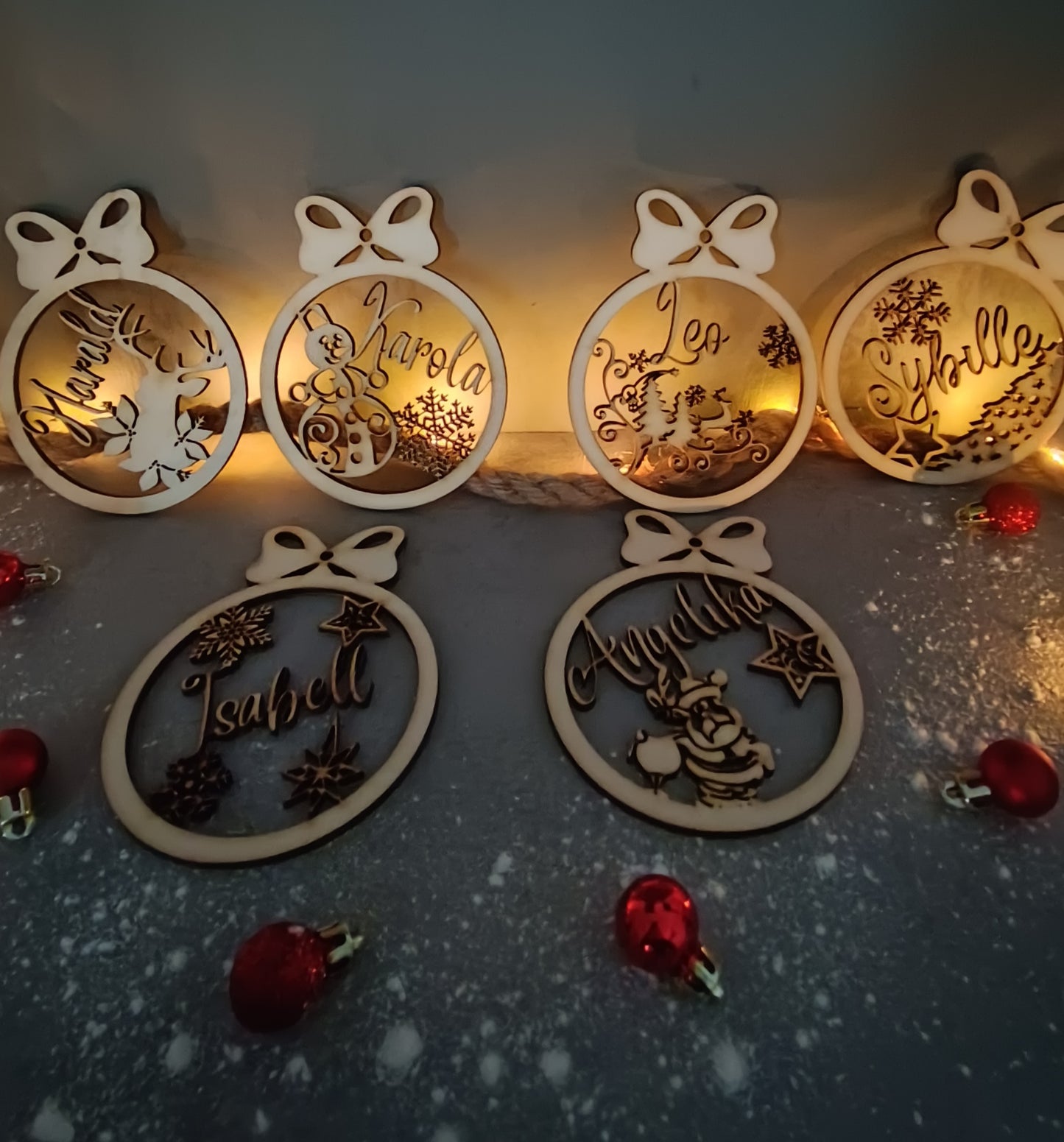 Boules de sapin de Noël en bois/personnalisées/Boules de sapin de Noël/Boules de Noël personnalisées