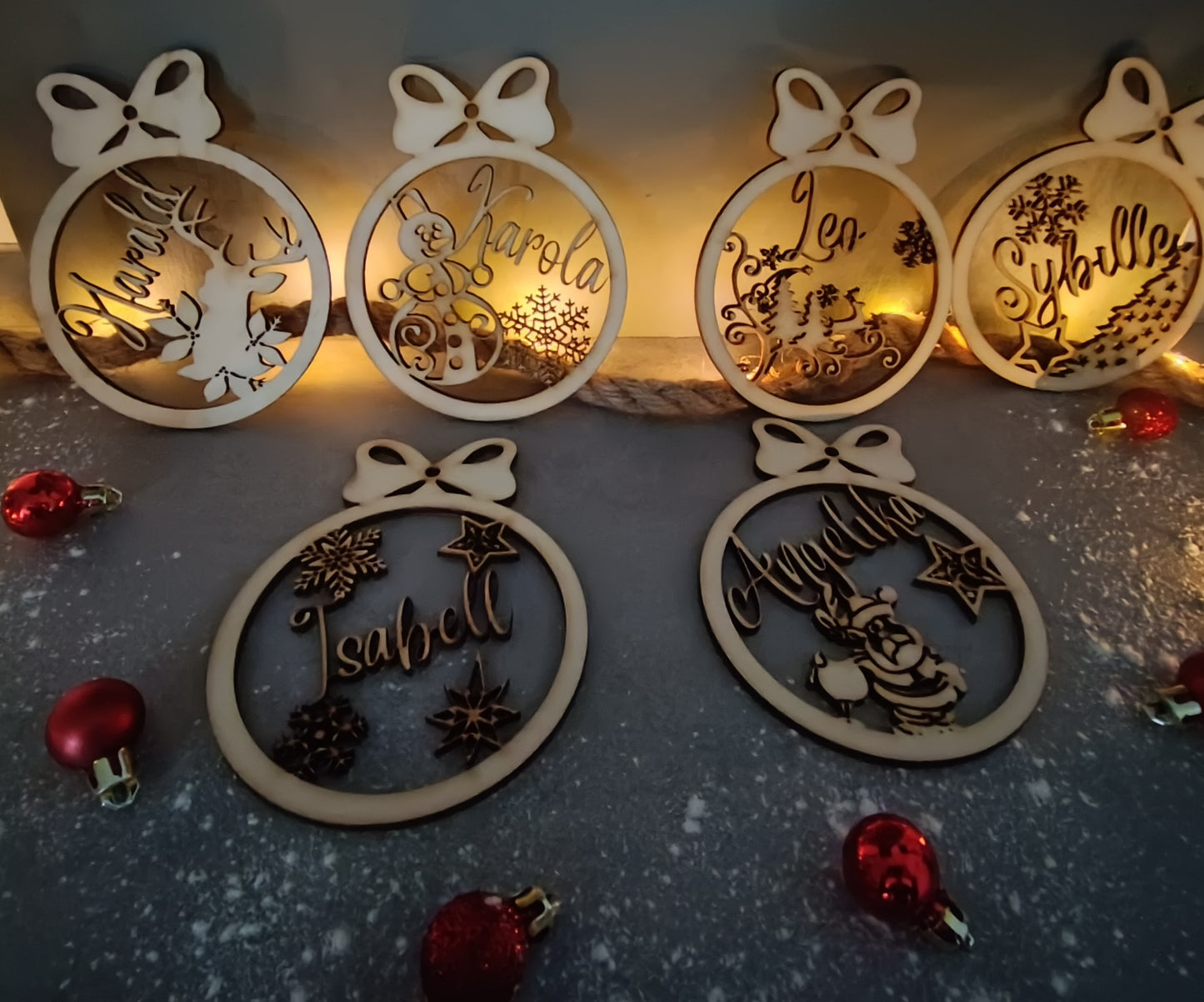 Boules de sapin de Noël en bois/personnalisées/Boules de sapin de Noël/Boules de Noël personnalisées