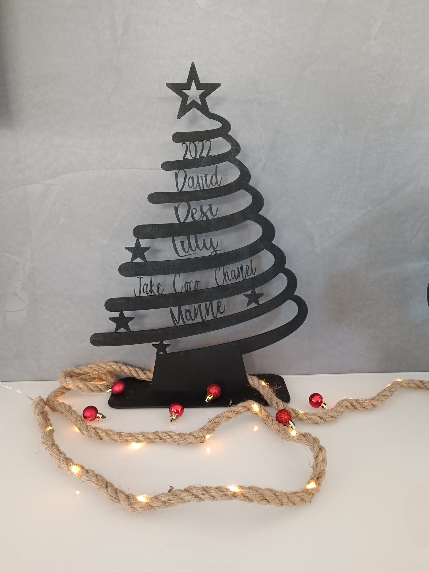Wooden Christmas tree personalized with your name