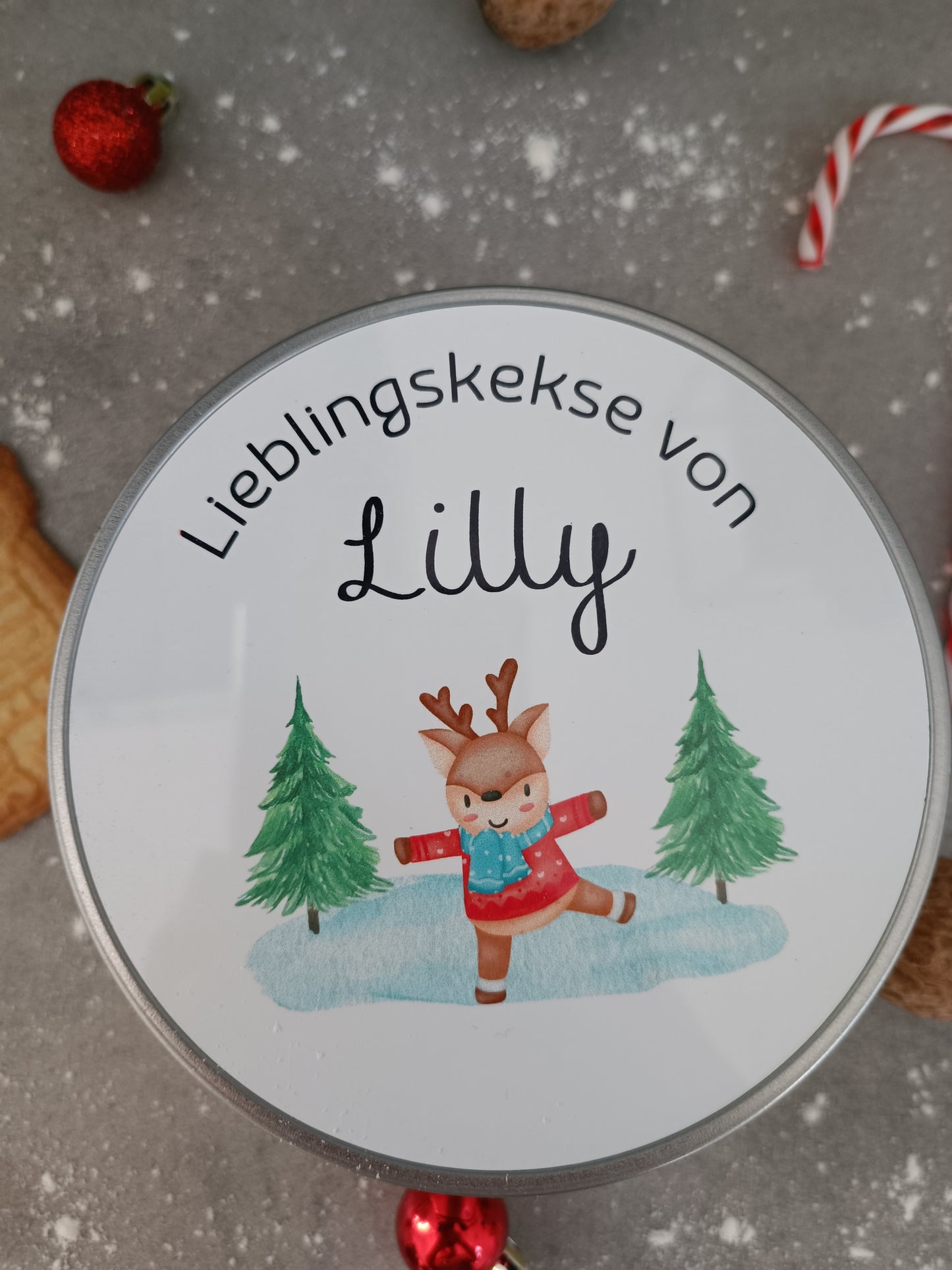 personalisierte Keksdose für Kinder/mit Name/Plätzchendose/Dose für Weihnachtsplätzchen/Weihnachtskekse /Wichtelgeschenk/Weihnachtsgeschenk