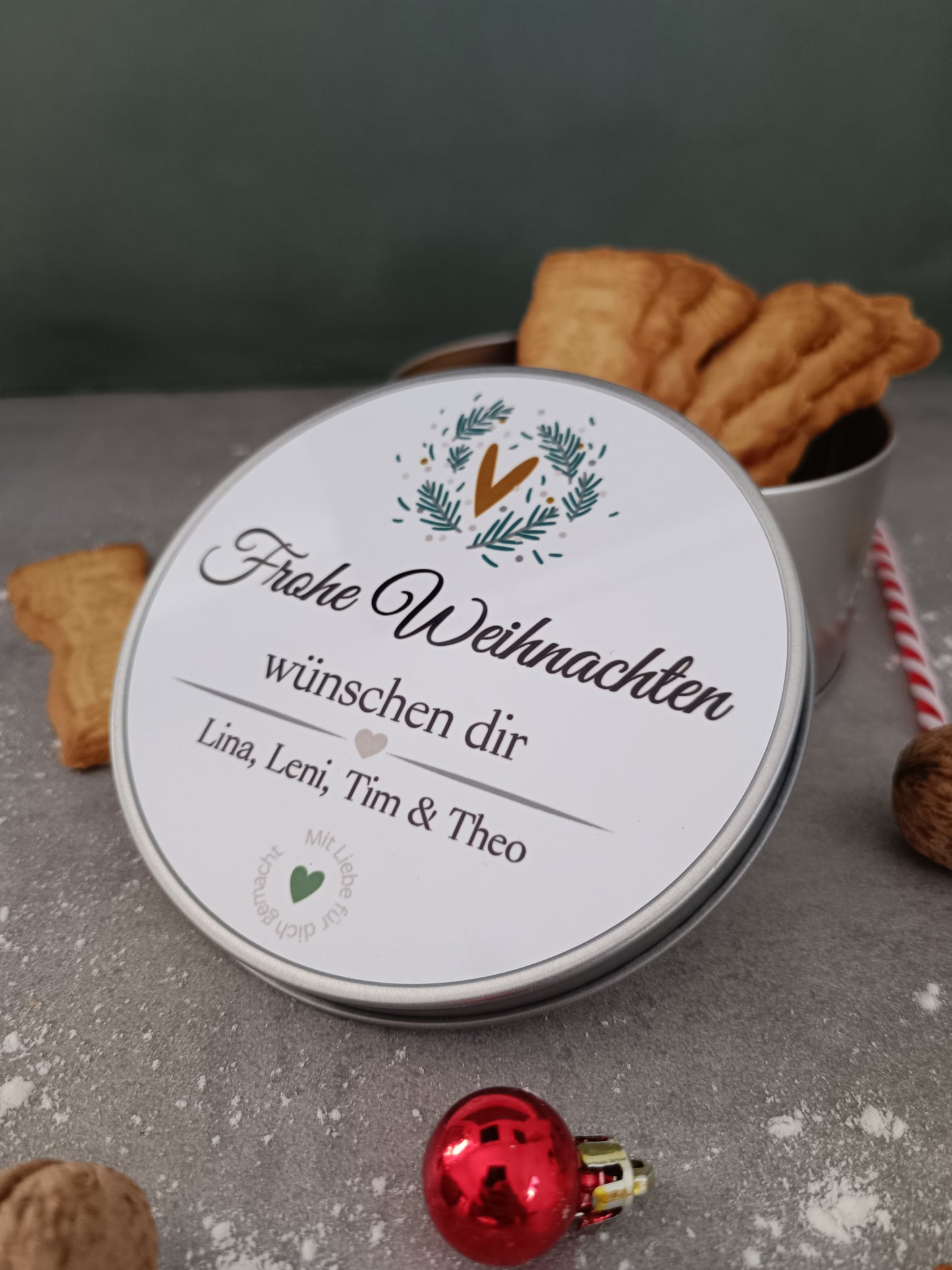 personalisierte Keksdose/mit Name/Plätzchendose/Dose für Weihnachtsplätzchen/Weihnachtskekse /Wichtelgeschenk/Weihnachtsgeschenk
