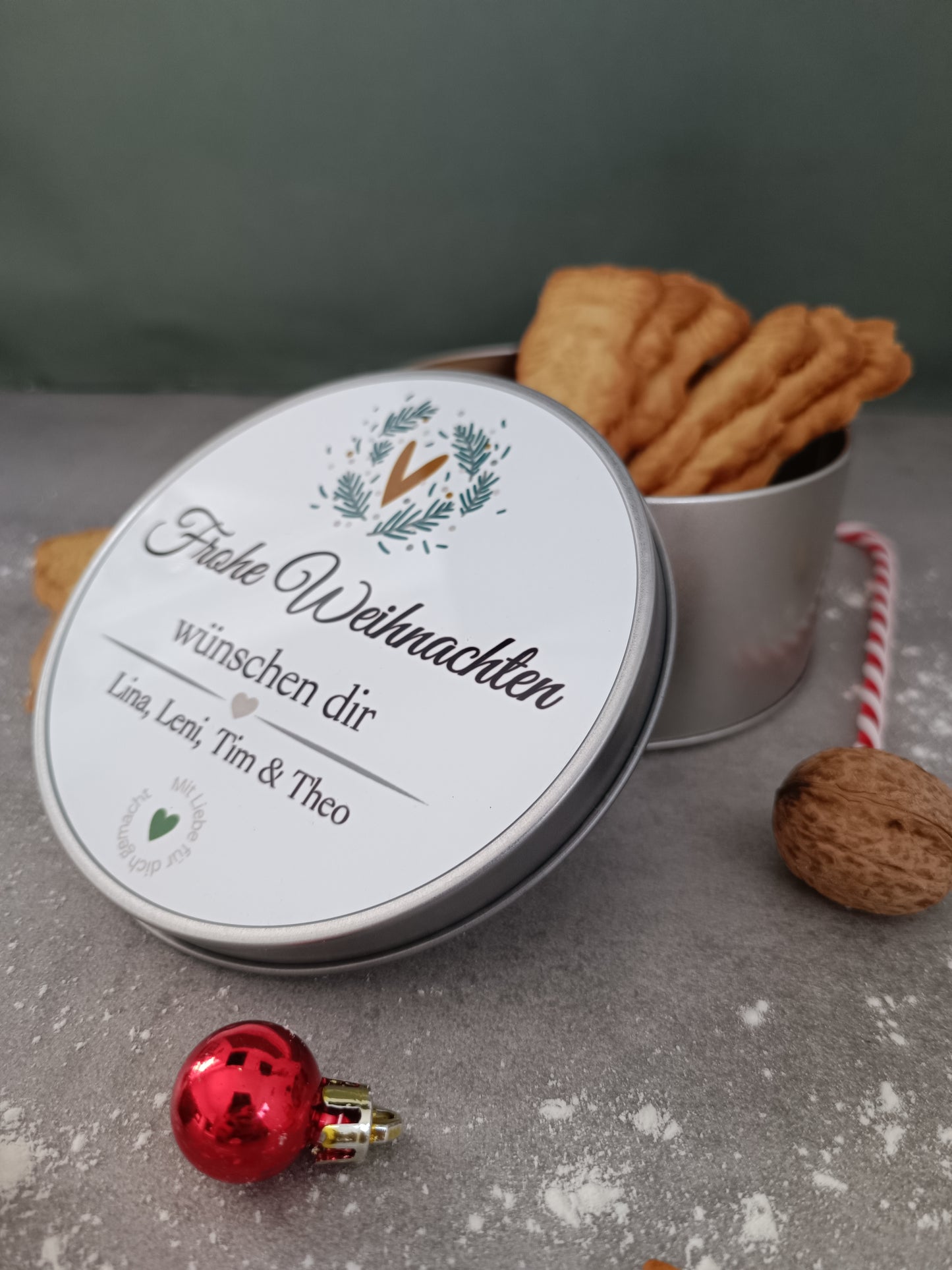 boîte à biscuits personnalisée/avec nom/boîte à biscuits/étain pour biscuits de Noël/biscuits de Noël/Cadeau secret du Père Noël/Cadeau de Noël