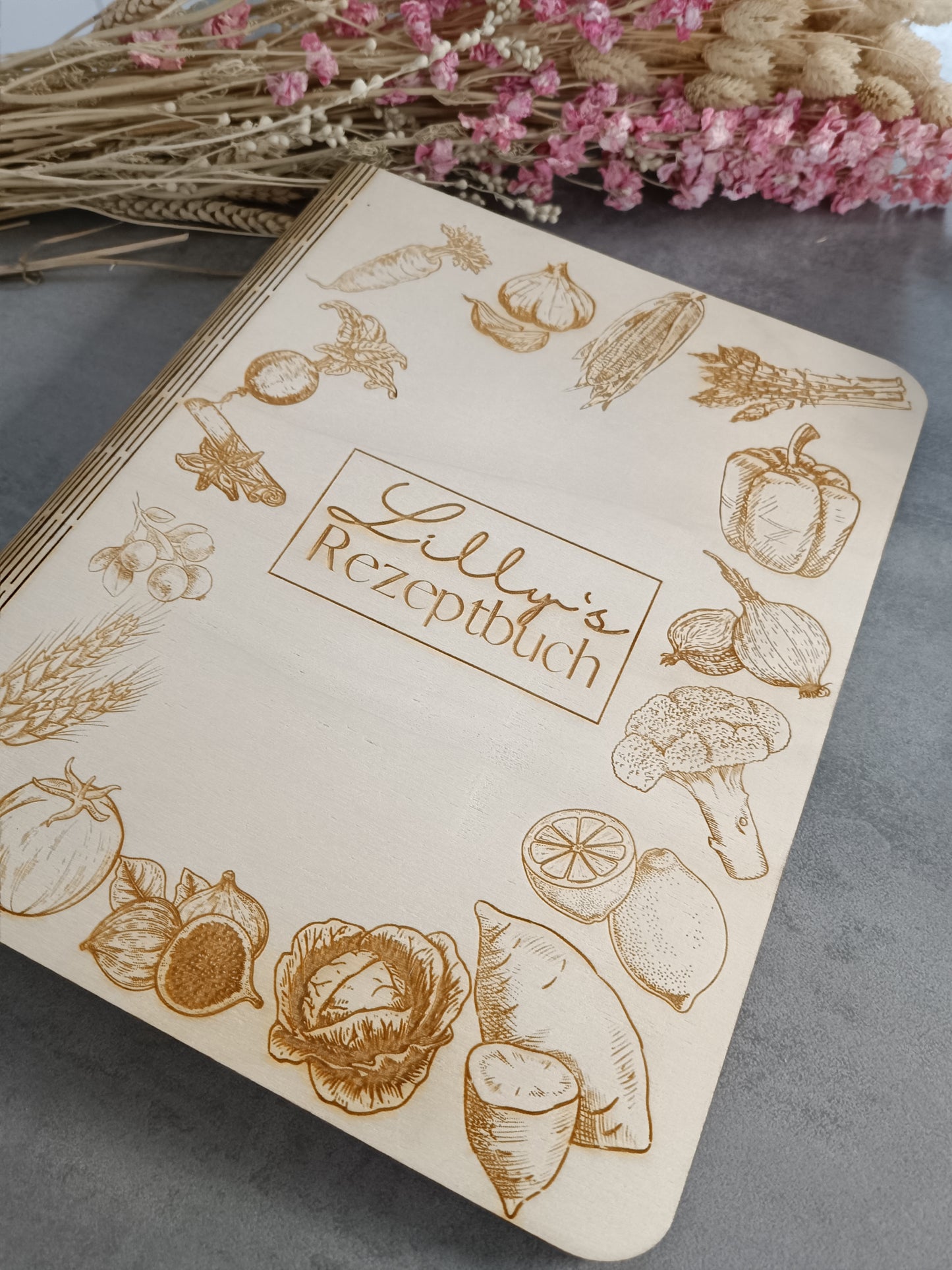 Personalized Recipe Book/Wooden Cookbook/Gift for Mom/Gift Idea Cooking Lover/Wooden Recipe Book/Recipe Book