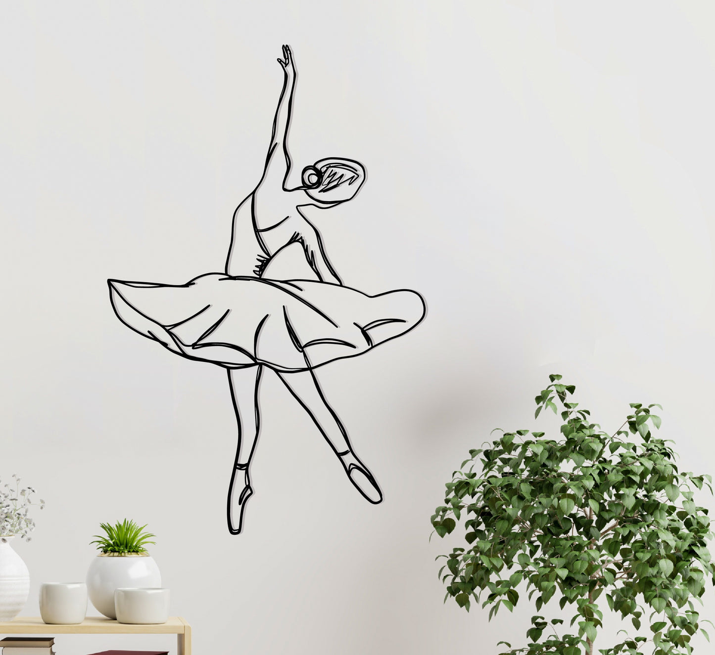 Linearte Wanddeko Ballerina aus Holz/Wandekoration/Wanddeko aus Holz