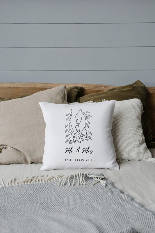 personalized pillow Mr. &amp; Ms./wedding pillow//gift/pillow/personalized/floral/lineart