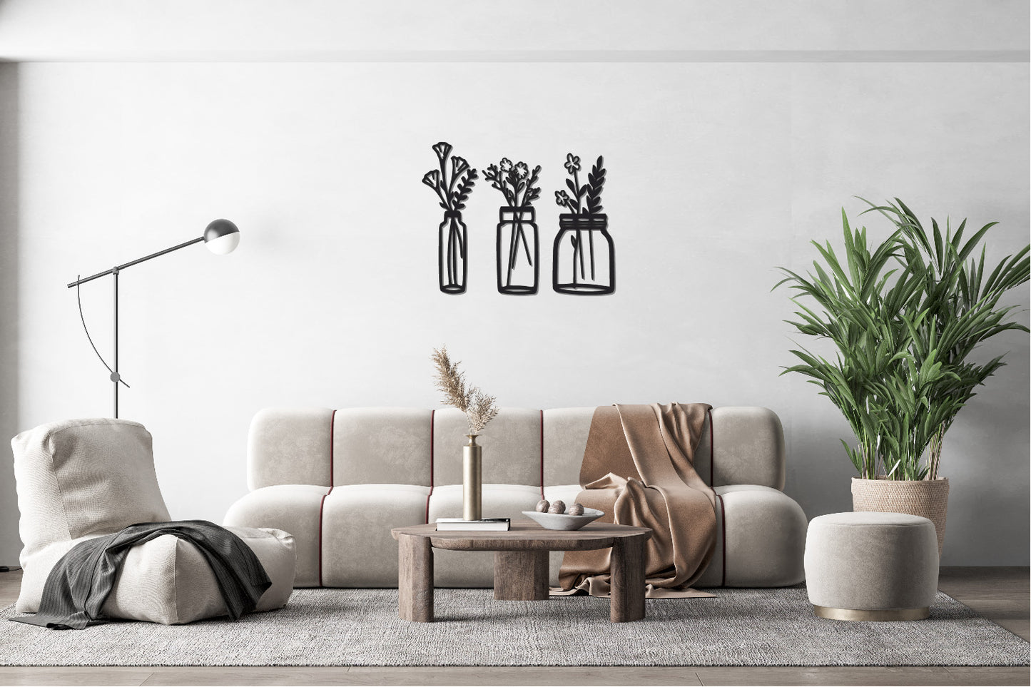 Wooden flower vase/wall decoration/3D/linear art/flowers/3D wall decoration/wooden vases