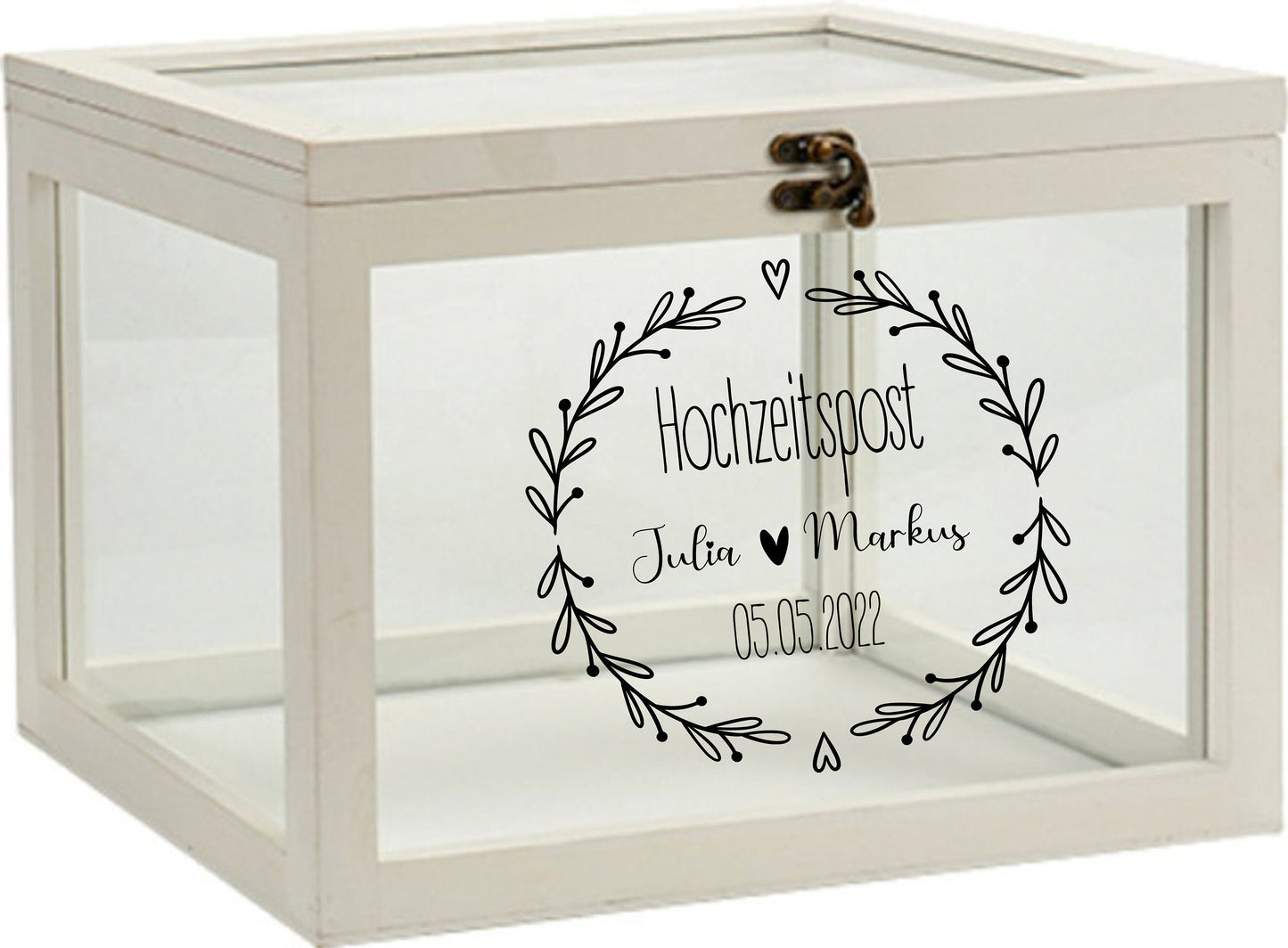 Aufkleber für Hochzeitspost Box für Gewächshaus Geldgeschenke und Karten zur Hochzeit Herz personalisiert