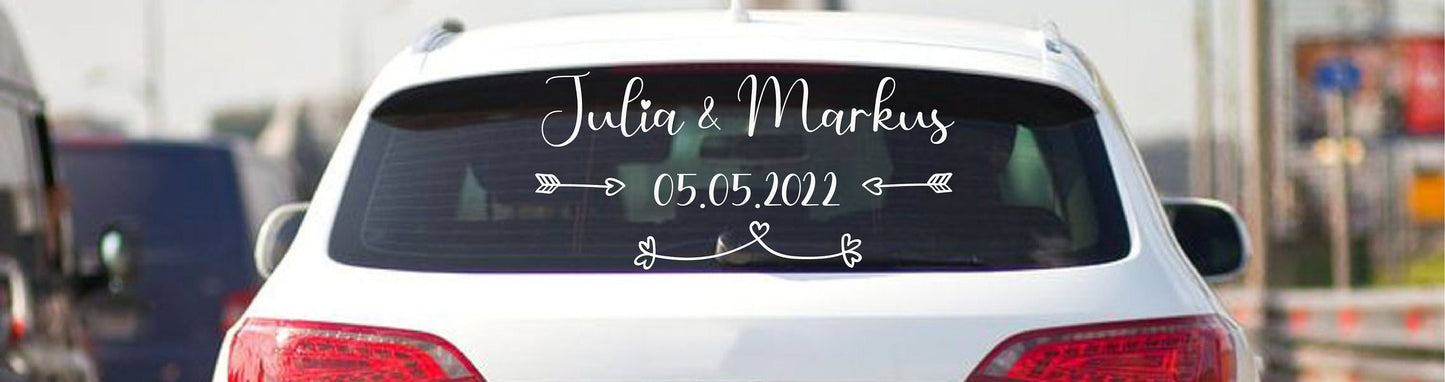 Autoaufkleber Hochzeit Auto Aufkleber Hochzeits Aufkleber Hochzeitsauto  Hochzeitsdekoration personalisiert