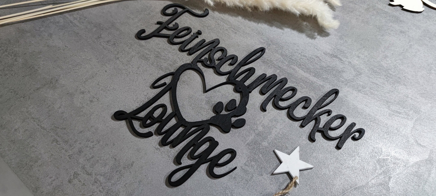 Gourmet Lounge lettering for animal feeding place/feeding place sign/feeding place lettering/wooden lettering/dogs/cats/personalized