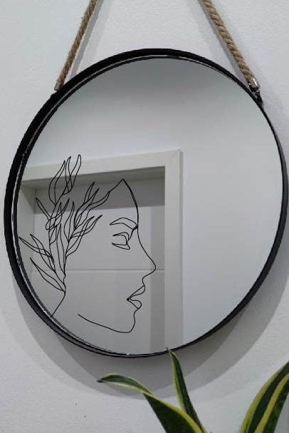 Mirror sticker lineart/mirror sticker 20cm/sticker/decal/decoration/gift/gift idea/bathroom decoration/mirror decoration