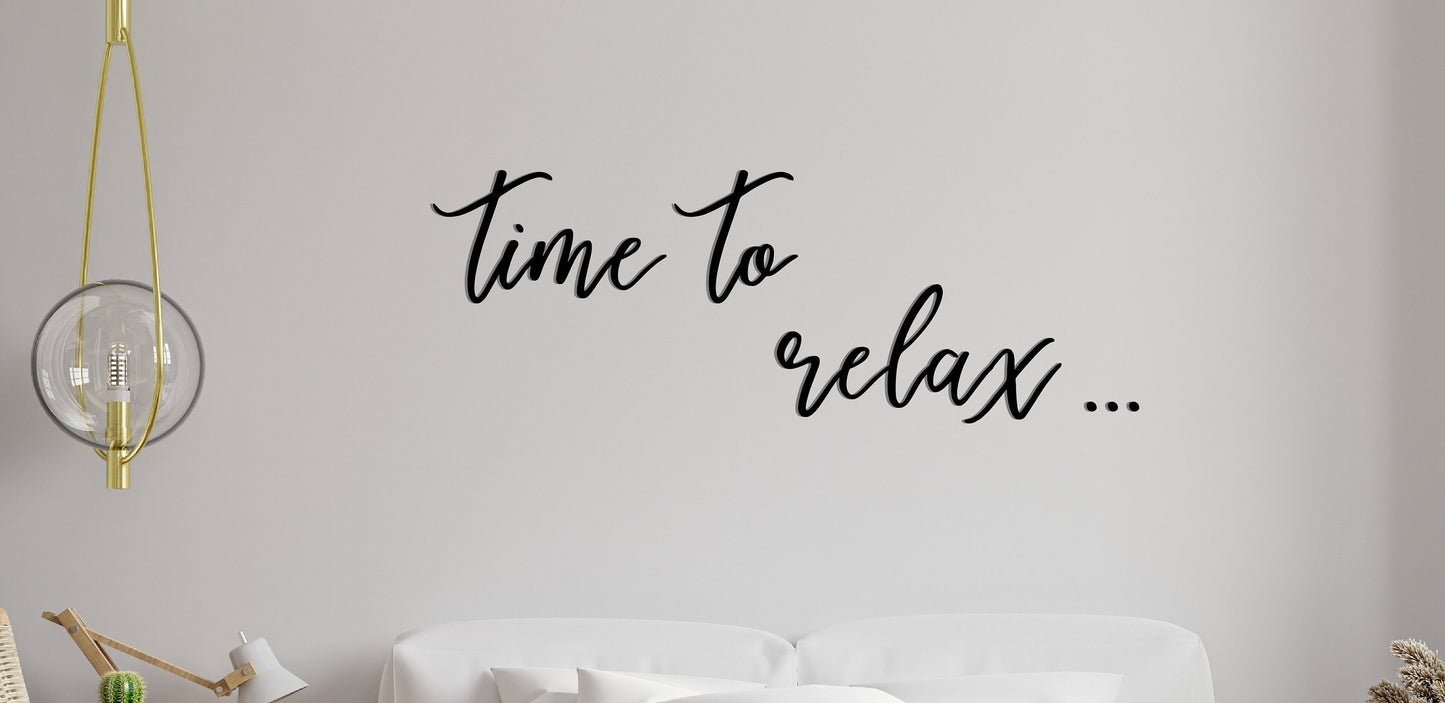Wooden lettering "time to relax"/wall decoration/wooden wall decoration/wooden decoration/bathroom decoration/bedroom decoration