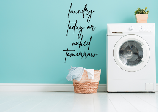 laundry today or naked tomorrow Schriftzug aus Holz/Schriftzug für Waschküche/Schriftzug für Wäscheraum/Wanddekoration